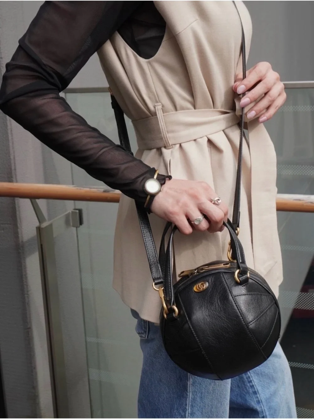 Gucci Black Leather Crossbody Bag with Gold Hardware